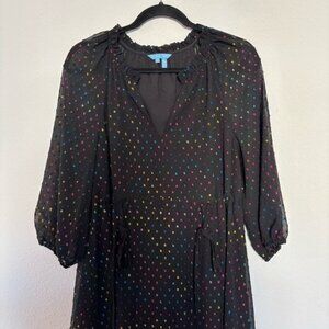 Draper James Kellie Babydoll Dress Shimmer Rainbow Dot